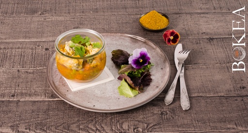 Curry de lieu noir, Chou Kale et petits légumes *